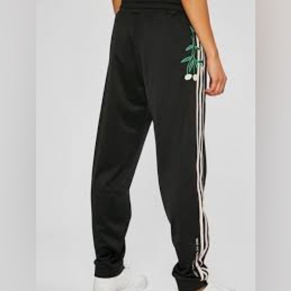 RARE ADIDAS Love Revolution Embroidered Floral Black Track Pants Joggers XS EUC